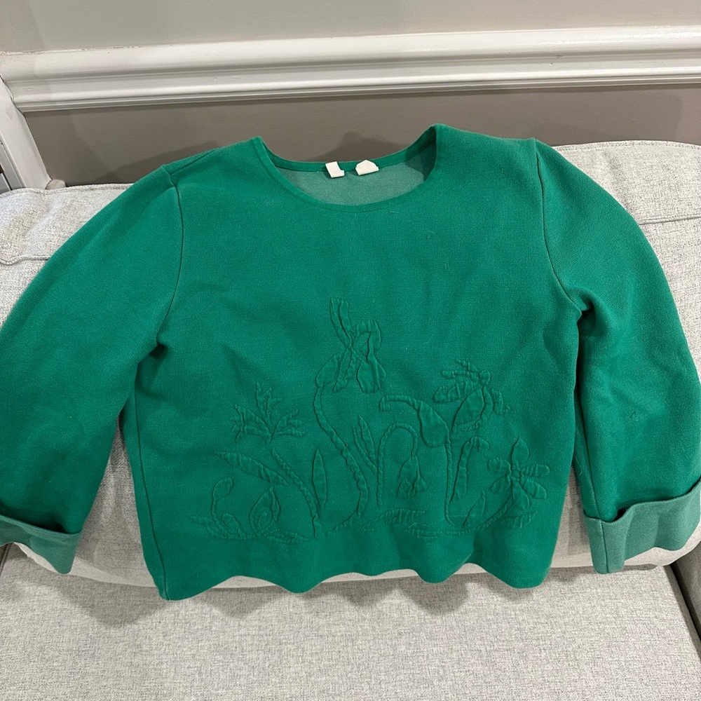 Anthropologie Moth Green Embroidered sweatshirt size small